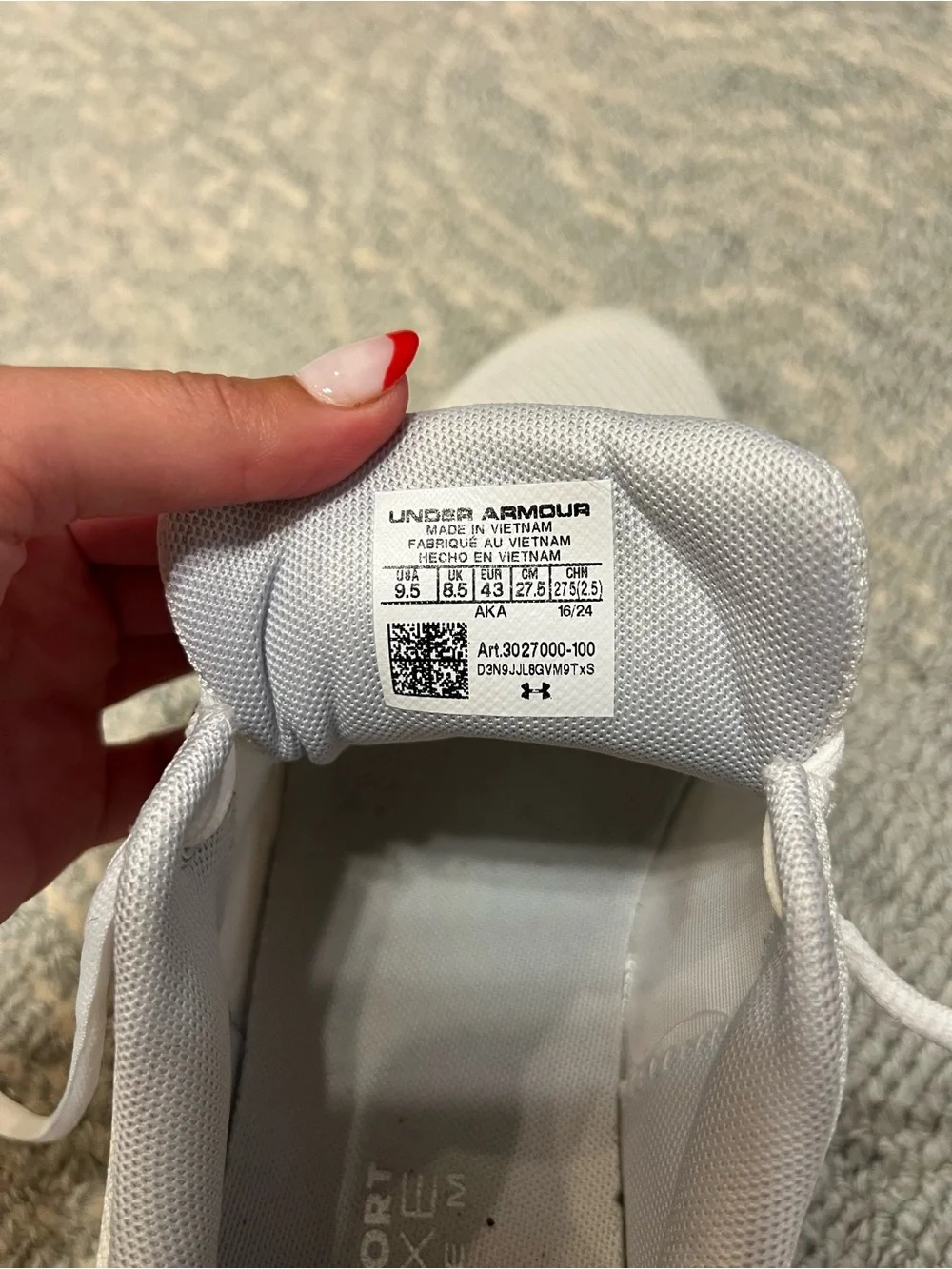 Under Armour White & Light Gray Mesh Running Shoes